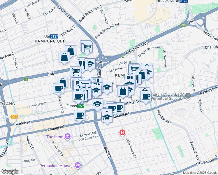 map of restaurants, bars, coffee shops, grocery stores, and more near in Singapore