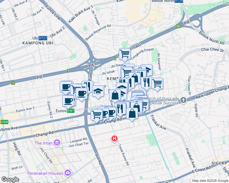 map of restaurants, bars, coffee shops, grocery stores, and more near in Singapore