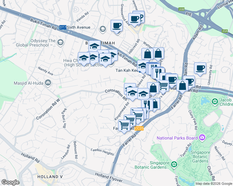 map of restaurants, bars, coffee shops, grocery stores, and more near in Singapore