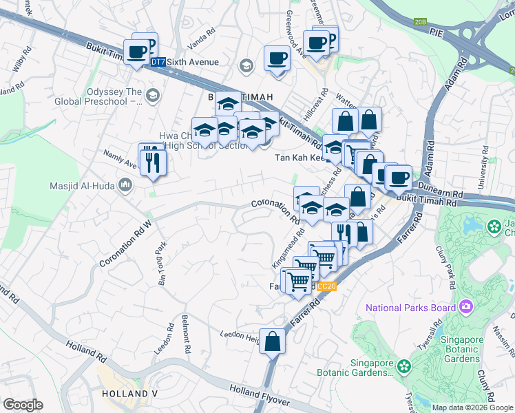map of restaurants, bars, coffee shops, grocery stores, and more near in Singapore