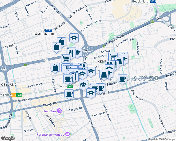 map of restaurants, bars, coffee shops, grocery stores, and more near in Singapore