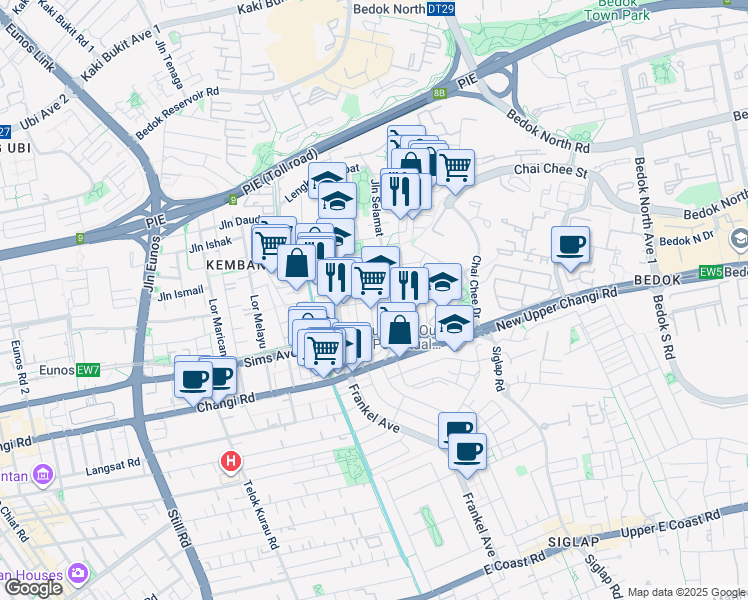 map of restaurants, bars, coffee shops, grocery stores, and more near in Singapore