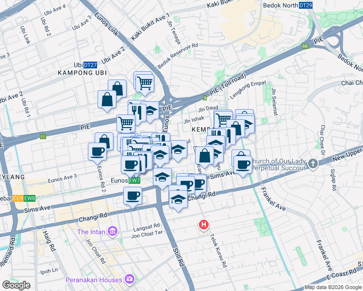 map of restaurants, bars, coffee shops, grocery stores, and more near in Singapore