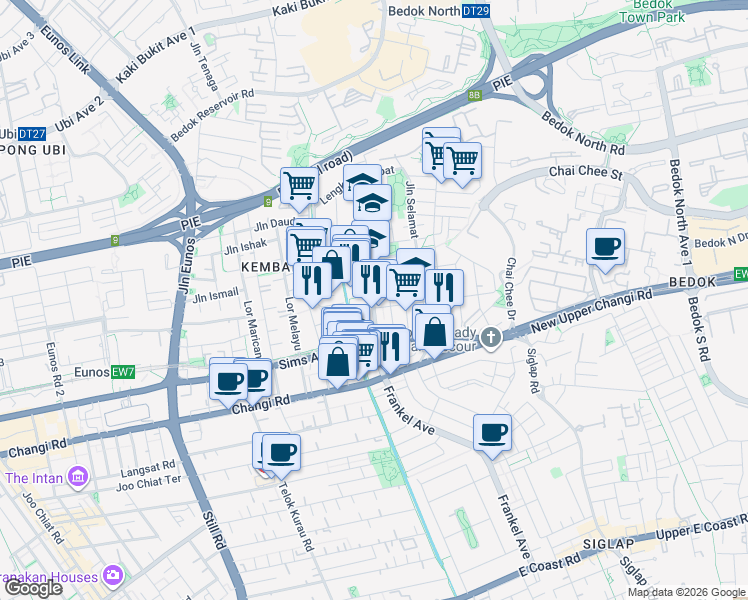 map of restaurants, bars, coffee shops, grocery stores, and more near in Singapore
