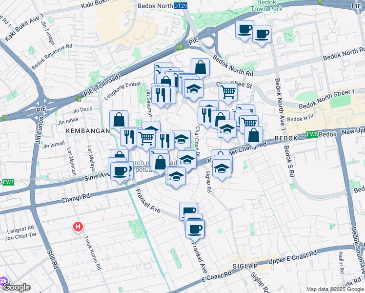 map of restaurants, bars, coffee shops, grocery stores, and more near in Singapore