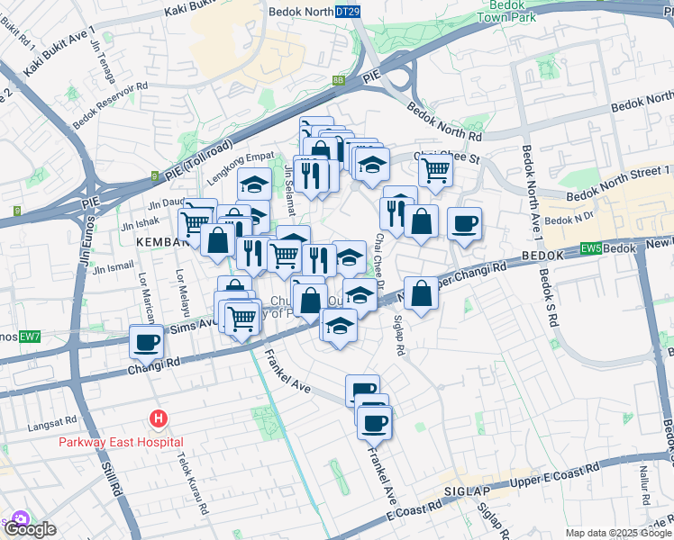 map of restaurants, bars, coffee shops, grocery stores, and more near in Singapore