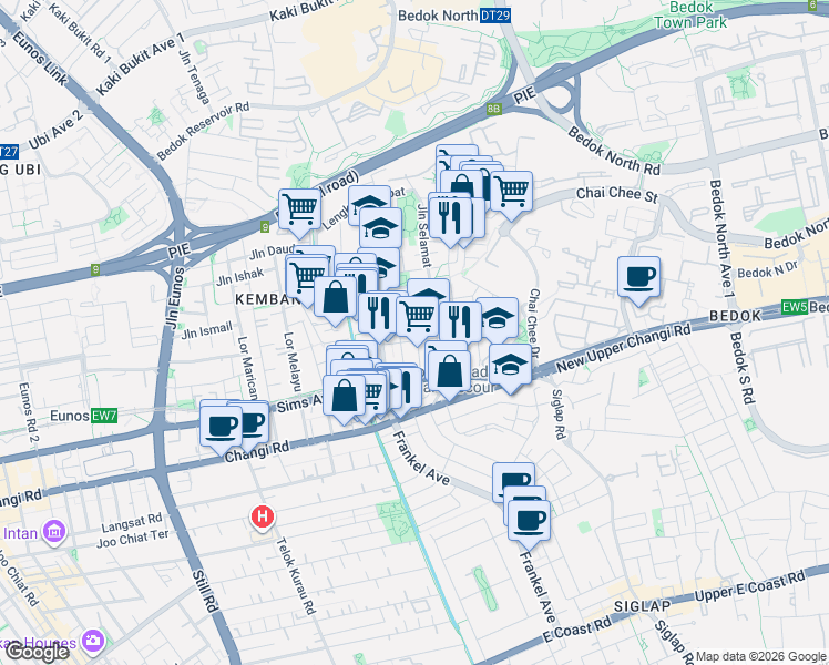 map of restaurants, bars, coffee shops, grocery stores, and more near in Singapore