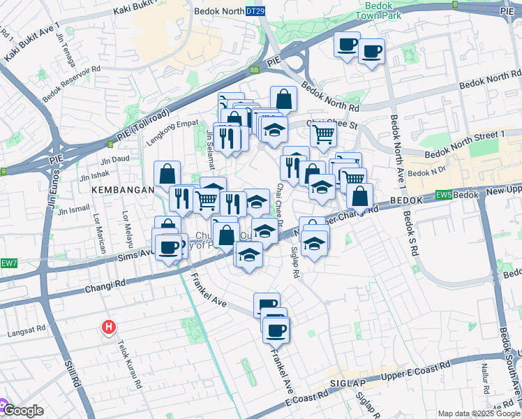 map of restaurants, bars, coffee shops, grocery stores, and more near in Singapore
