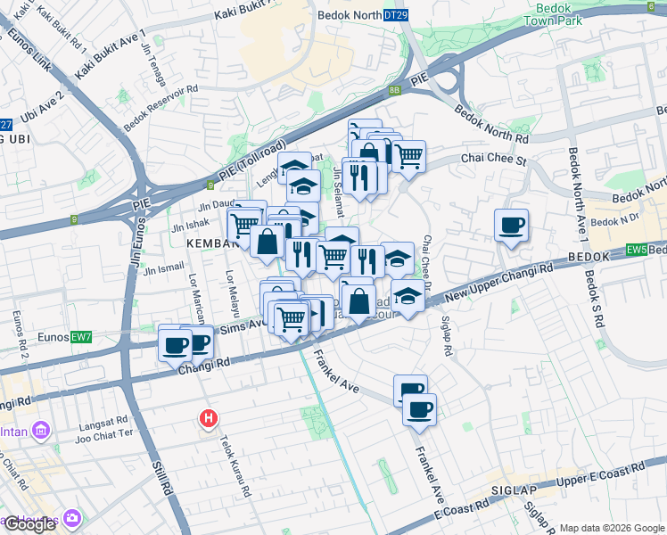 map of restaurants, bars, coffee shops, grocery stores, and more near in Singapore