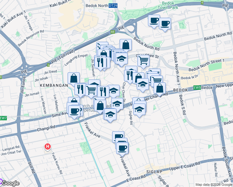 map of restaurants, bars, coffee shops, grocery stores, and more near in Singapore