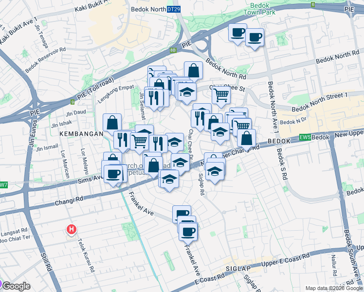 map of restaurants, bars, coffee shops, grocery stores, and more near in Singapore