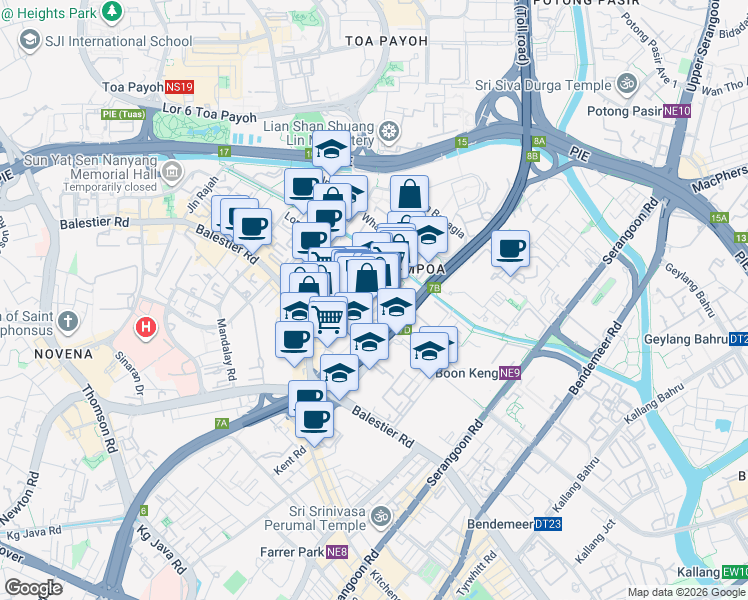 map of restaurants, bars, coffee shops, grocery stores, and more near in Singapore
