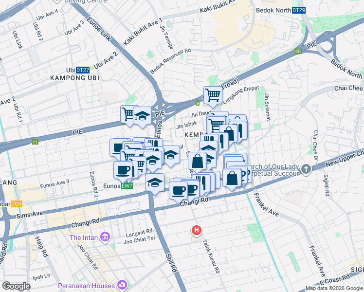 map of restaurants, bars, coffee shops, grocery stores, and more near in Singapore