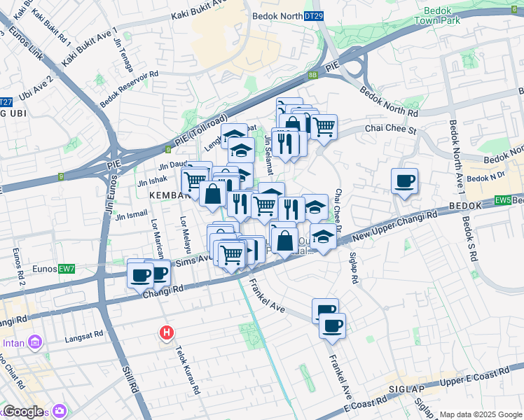 map of restaurants, bars, coffee shops, grocery stores, and more near in Singapore