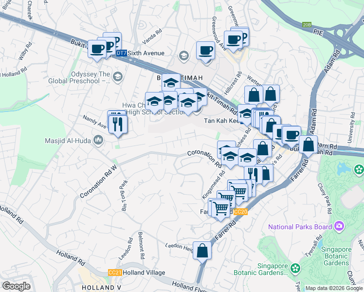 map of restaurants, bars, coffee shops, grocery stores, and more near in Singapore