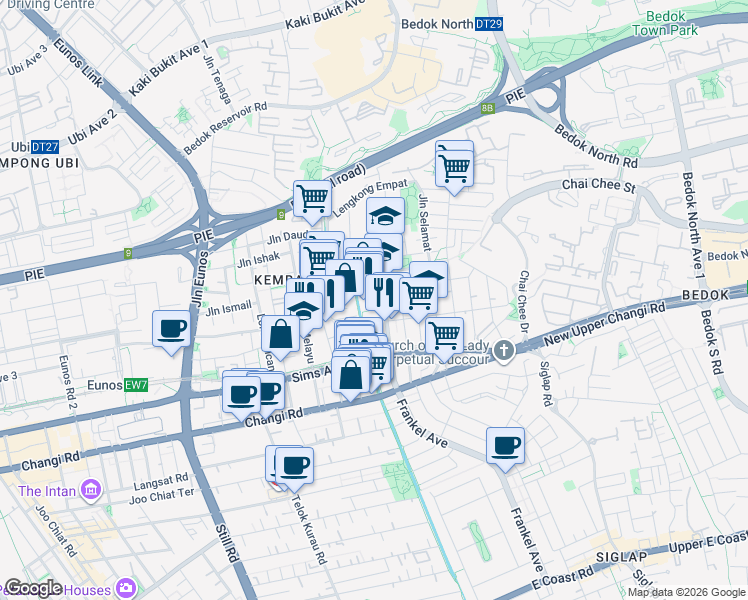 map of restaurants, bars, coffee shops, grocery stores, and more near in Singapore