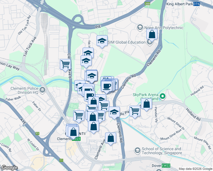 map of restaurants, bars, coffee shops, grocery stores, and more near in Singapore