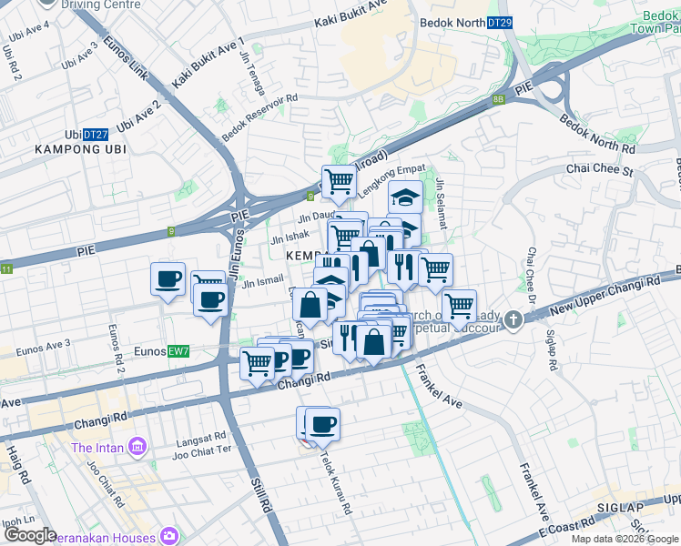 map of restaurants, bars, coffee shops, grocery stores, and more near in Singapore