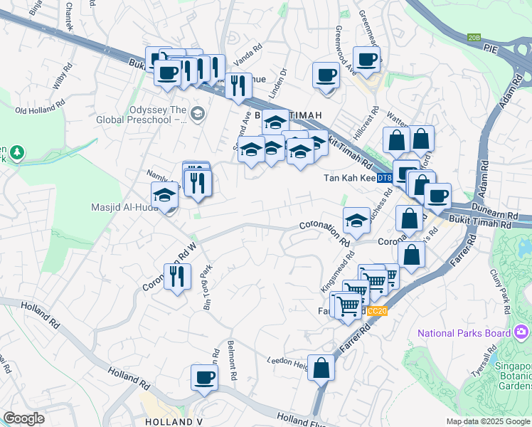 map of restaurants, bars, coffee shops, grocery stores, and more near in Singapore