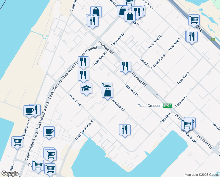 map of restaurants, bars, coffee shops, grocery stores, and more near in Singapore