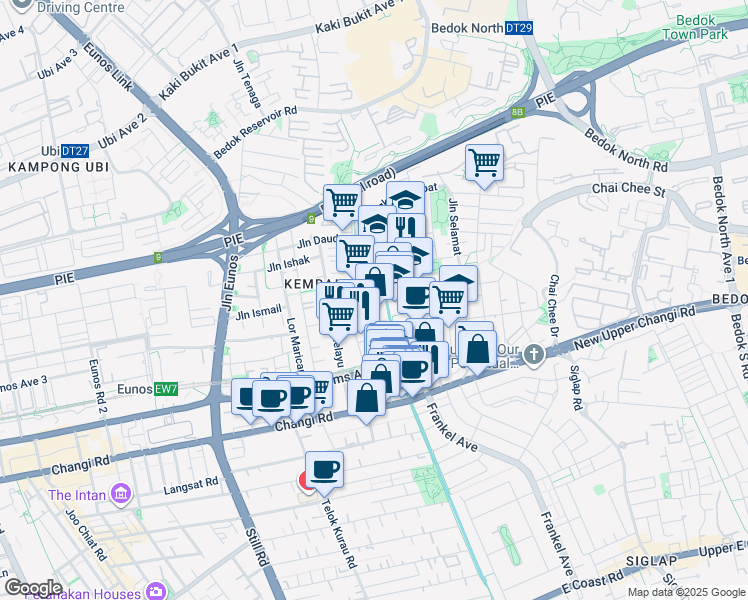 map of restaurants, bars, coffee shops, grocery stores, and more near in Singapore