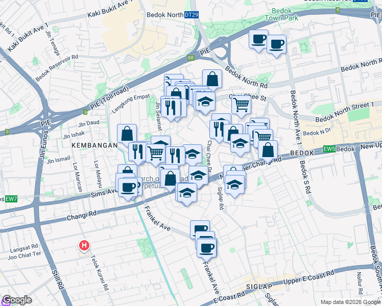 map of restaurants, bars, coffee shops, grocery stores, and more near in Singapore