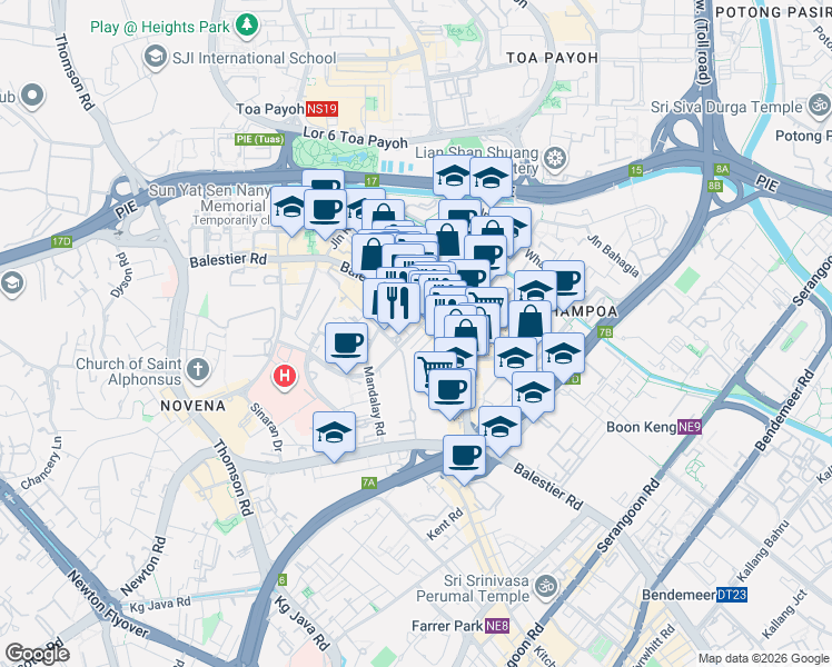 map of restaurants, bars, coffee shops, grocery stores, and more near in Singapore