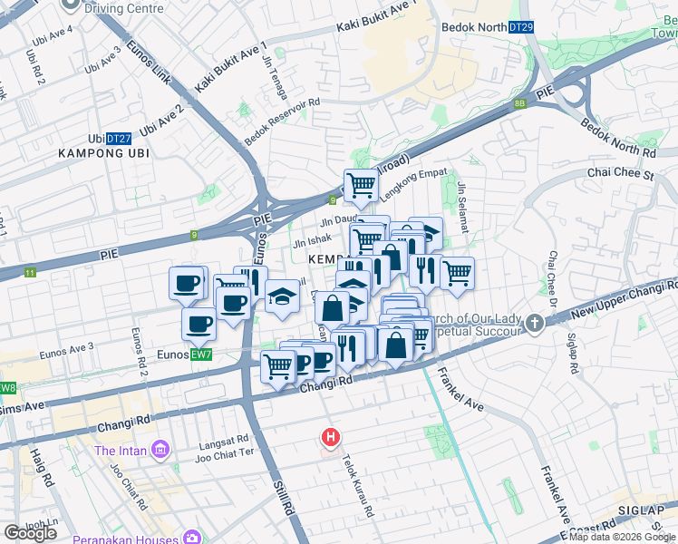 map of restaurants, bars, coffee shops, grocery stores, and more near in Singapore