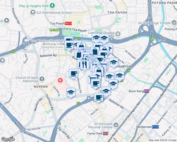 map of restaurants, bars, coffee shops, grocery stores, and more near in Singapore