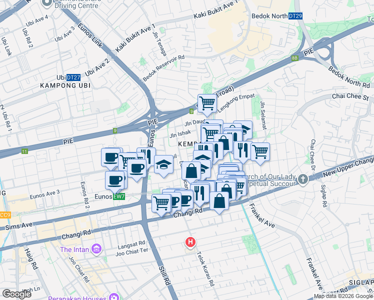 map of restaurants, bars, coffee shops, grocery stores, and more near in Singapore