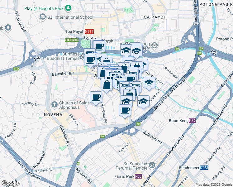 map of restaurants, bars, coffee shops, grocery stores, and more near in Singapore