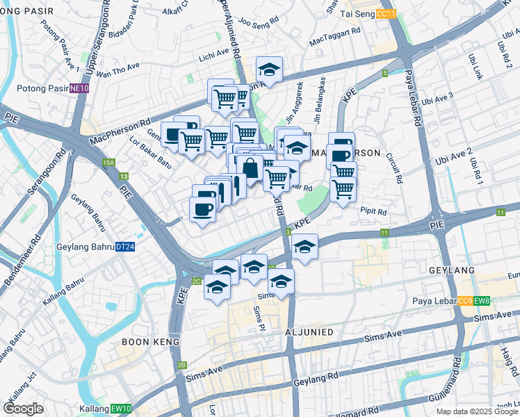 map of restaurants, bars, coffee shops, grocery stores, and more near in Singapore