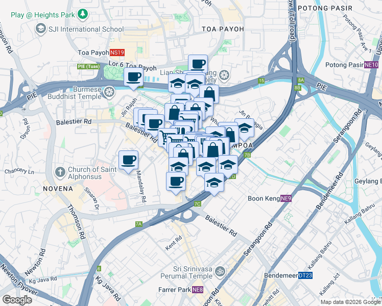 map of restaurants, bars, coffee shops, grocery stores, and more near in Singapore
