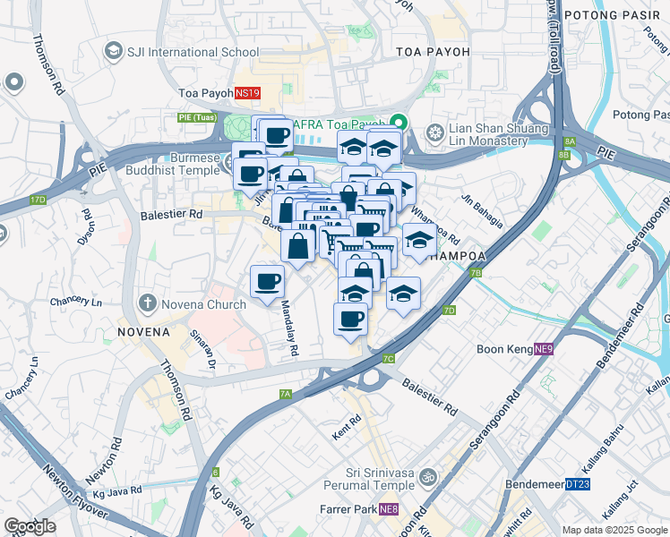 map of restaurants, bars, coffee shops, grocery stores, and more near in Singapore