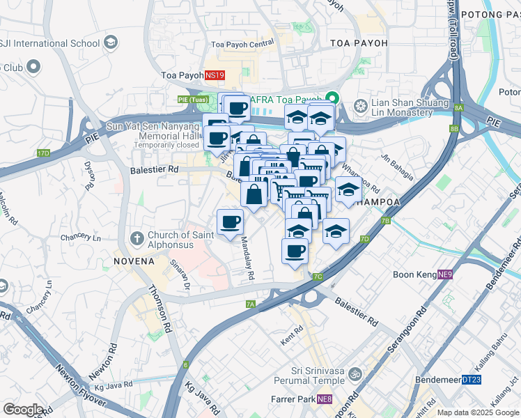 map of restaurants, bars, coffee shops, grocery stores, and more near in Singapore