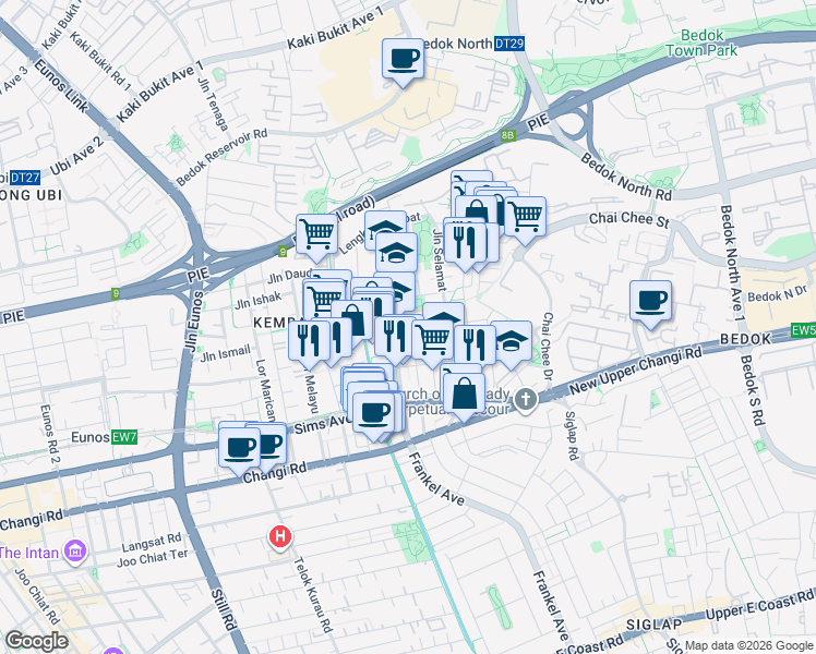 map of restaurants, bars, coffee shops, grocery stores, and more near in Singapore
