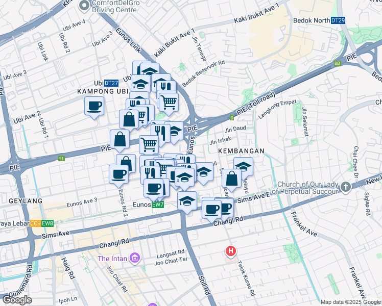 map of restaurants, bars, coffee shops, grocery stores, and more near in Singapore