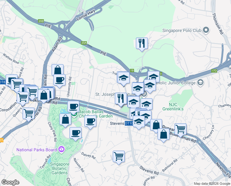 map of restaurants, bars, coffee shops, grocery stores, and more near in Singapore