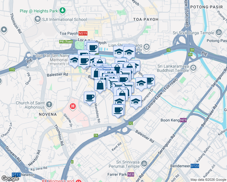 map of restaurants, bars, coffee shops, grocery stores, and more near in Singapore