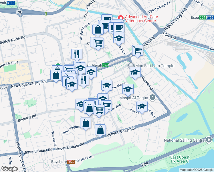 map of restaurants, bars, coffee shops, grocery stores, and more near in Singapore