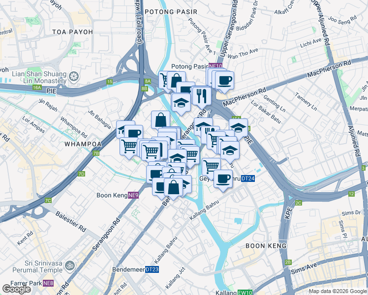 map of restaurants, bars, coffee shops, grocery stores, and more near in Singapore