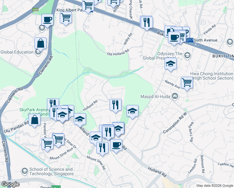 map of restaurants, bars, coffee shops, grocery stores, and more near in Singapore