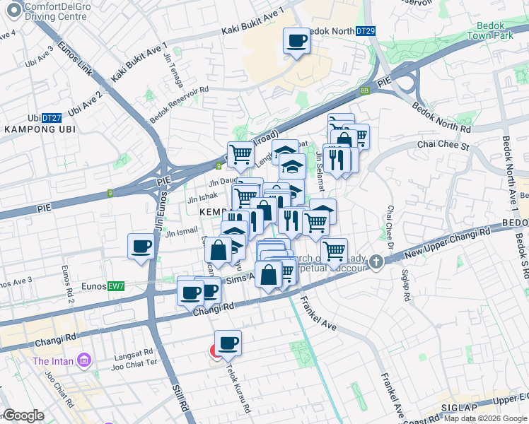 map of restaurants, bars, coffee shops, grocery stores, and more near in Singapore