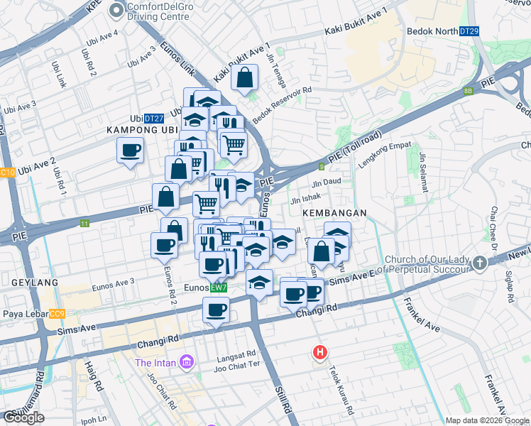 map of restaurants, bars, coffee shops, grocery stores, and more near in Singapore