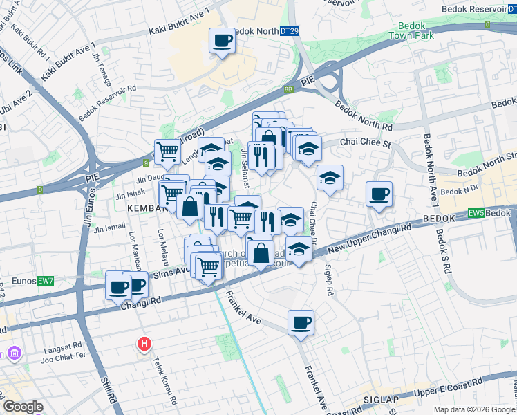 map of restaurants, bars, coffee shops, grocery stores, and more near in Singapore