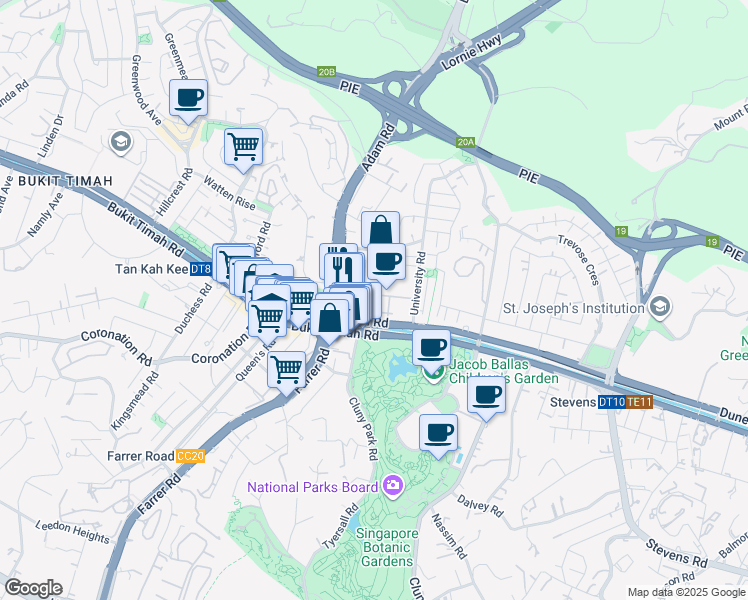 map of restaurants, bars, coffee shops, grocery stores, and more near in Singapore