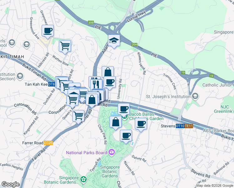 map of restaurants, bars, coffee shops, grocery stores, and more near in Singapore