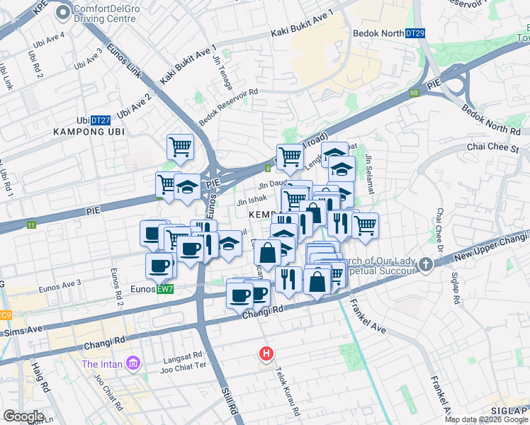 map of restaurants, bars, coffee shops, grocery stores, and more near in Singapore
