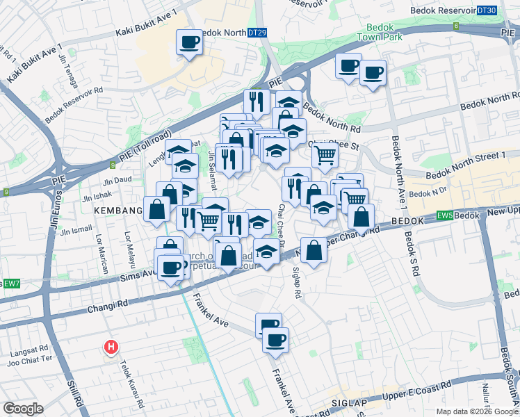 map of restaurants, bars, coffee shops, grocery stores, and more near in Singapore