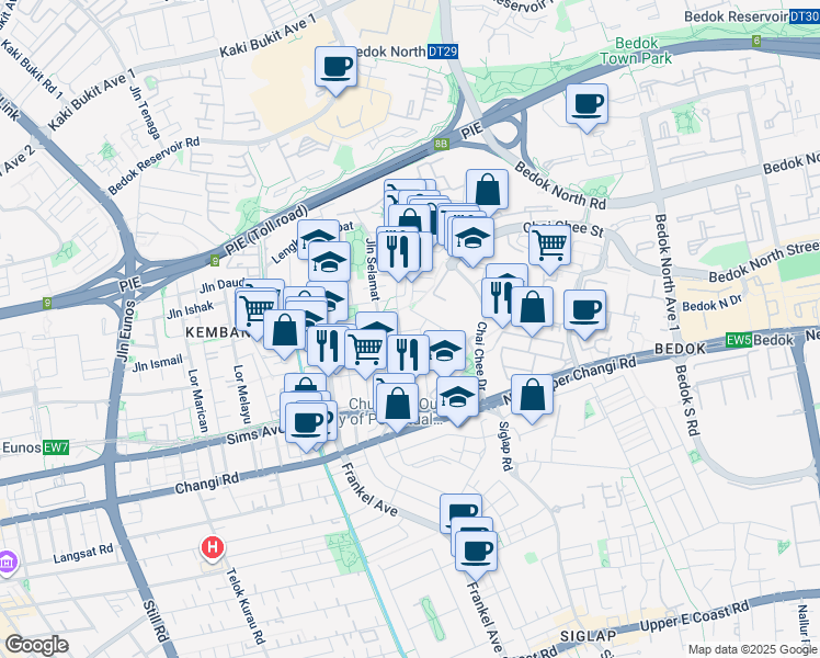 map of restaurants, bars, coffee shops, grocery stores, and more near in Singapore